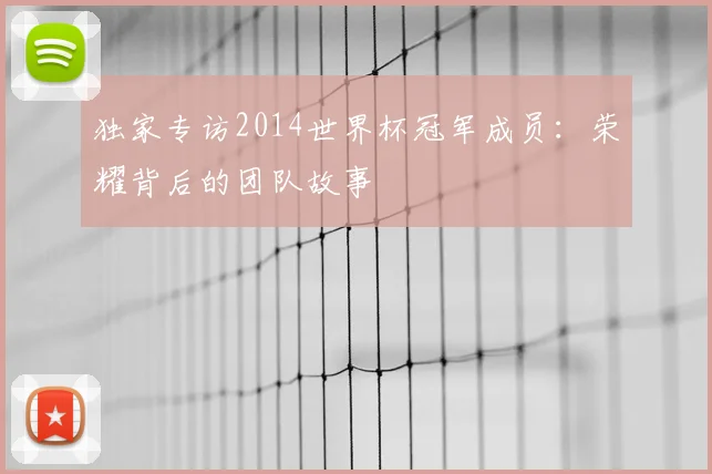 独家专访2014世界杯冠军成员：荣耀背后的团队故事